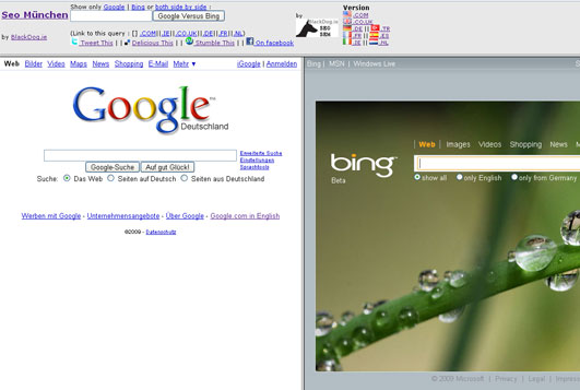 google-bing comparision