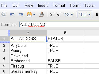 List of Installed Firefox Addons