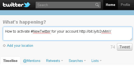 Activate new twitter for your account