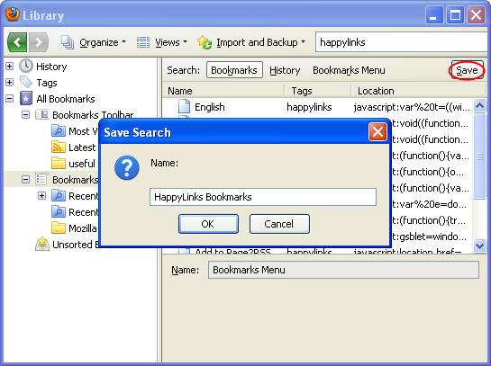 smart search bookmarks folder