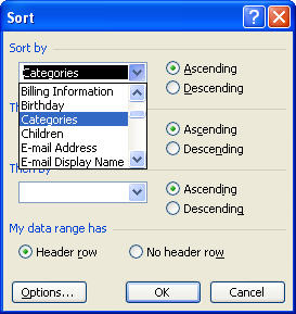 Excel sort email address by categories