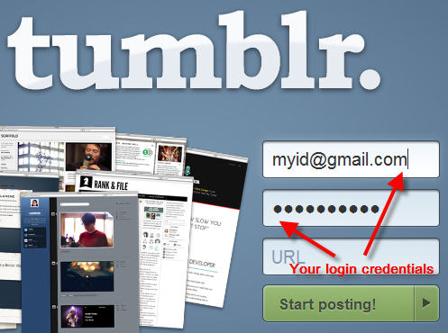 Recreation of Tumblr Login Page