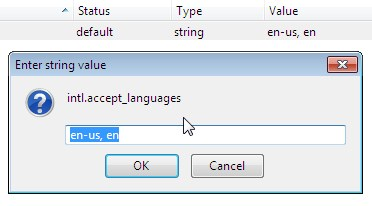 Set default locale in Firefox