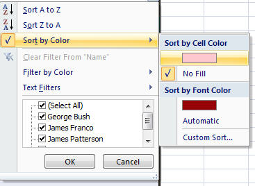 Excel Sort by color