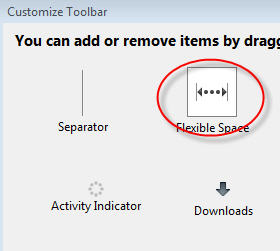 Firefox Addon bar Flexible Space