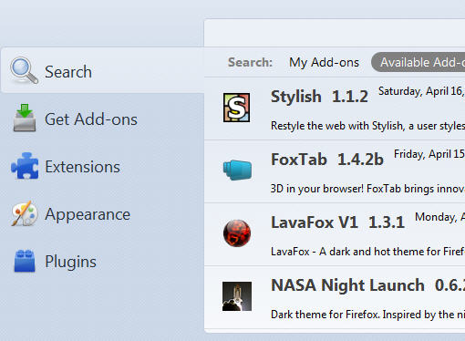 Firefox 4 Addons Manager