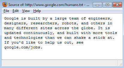 Google's Humans.txt file